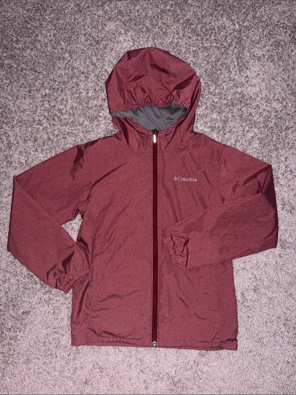 Columbia Kids Hooded Rain Jacket - Antique Mauve. 10/12 Medium